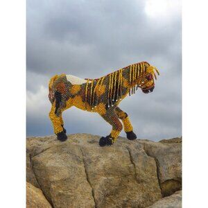 Western Seed Bead Beaded Horse Figurine Sculpture Folk Art Handmade Zuni ? RARE